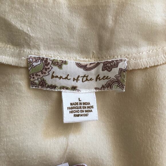 Band Of The Free NWT Cash VNeck Long Sleeve Billowing Sleeves Ivory Top Large - Picture 8 of 14